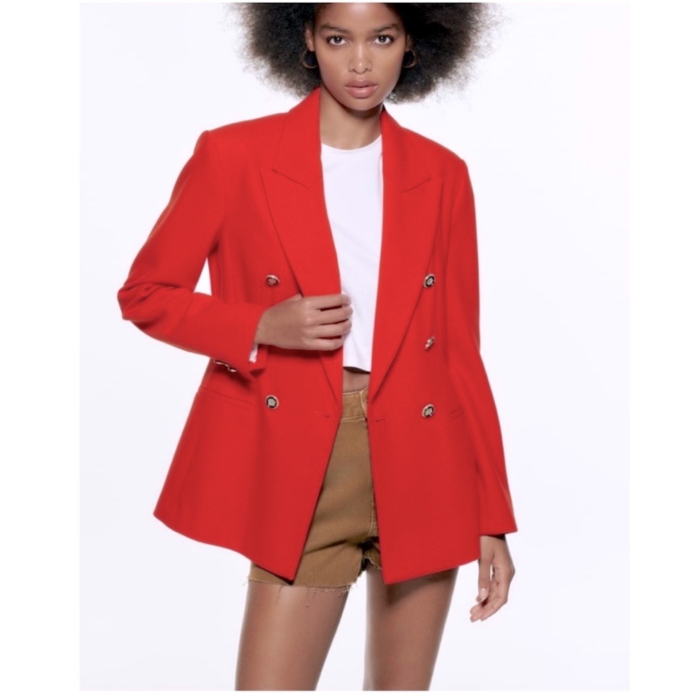 ZARA TAILORED DOUBLE BREASTED BLAZER - DARK RED - NEW W TAGS